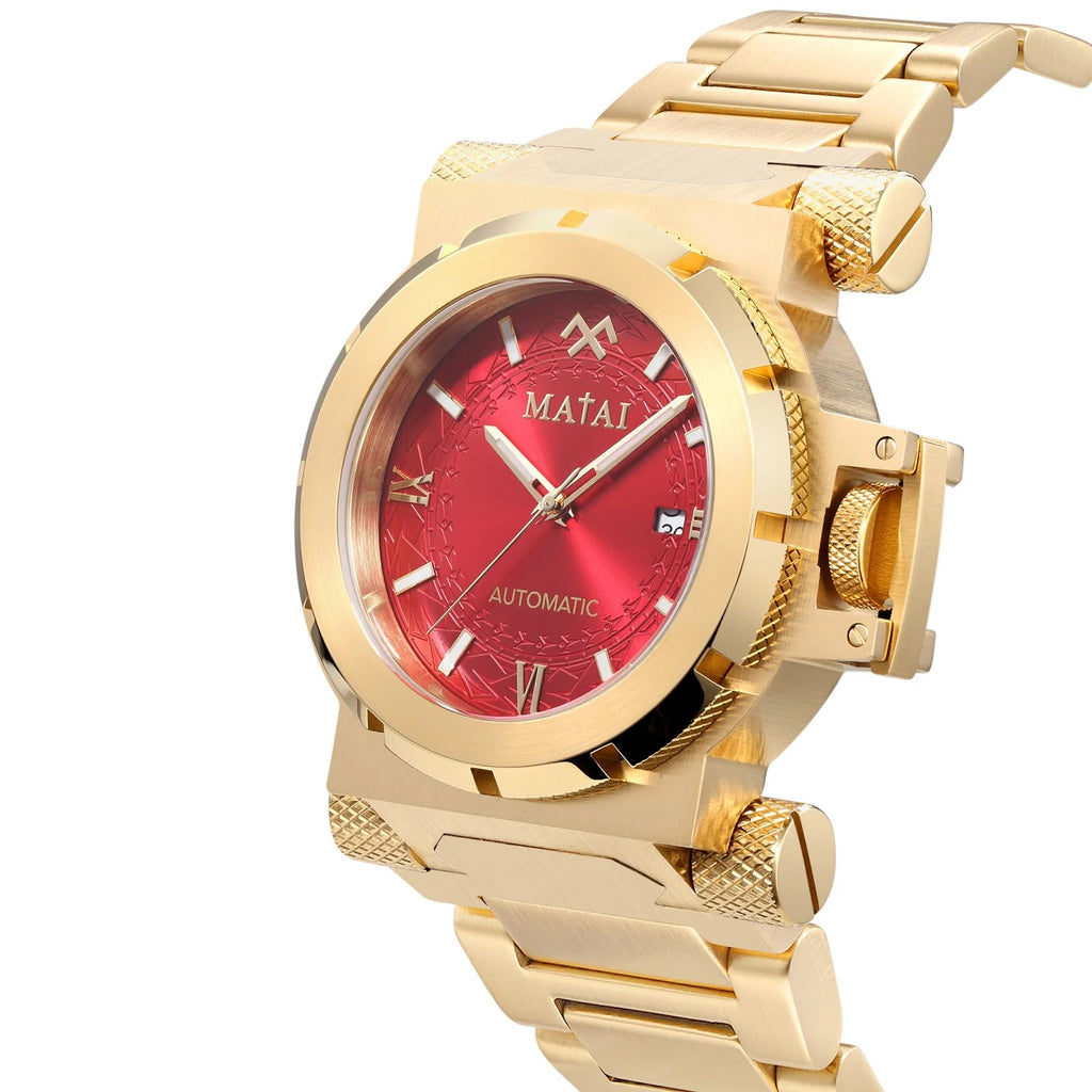 Matai Genesis G4 SX One  Automatic Steel Strap Gold Red