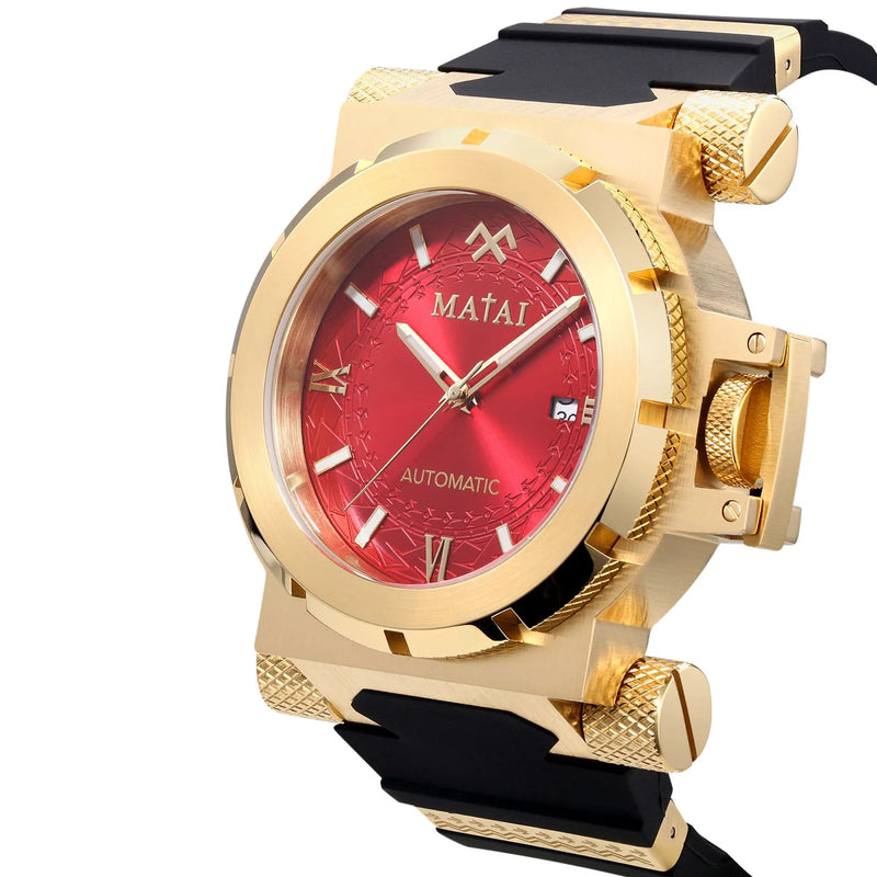 Matai Genesis G4 SX One  Automatic Steel Strap Gold Red