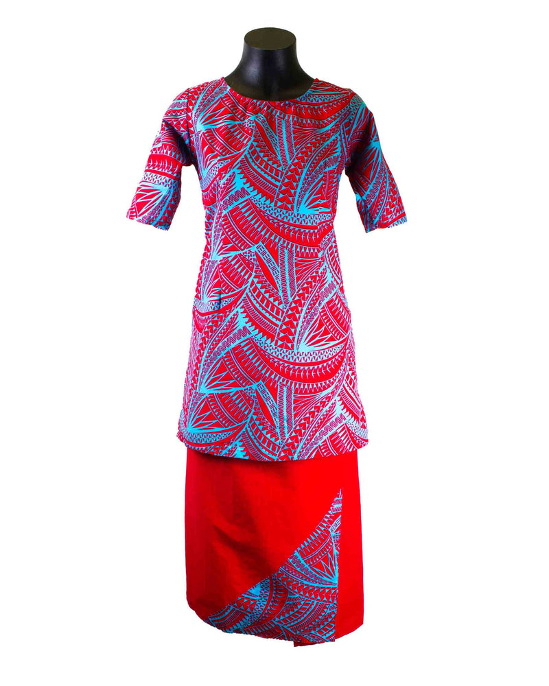 Mesian Ladies 2407 Puletasi Teal Red